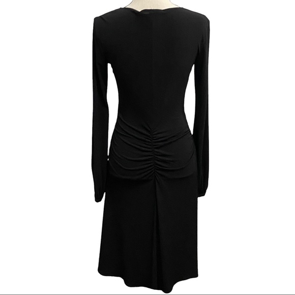 Donna Morgan Dress S Plunge Neck Ruched Back Side - Picture 5 of 7